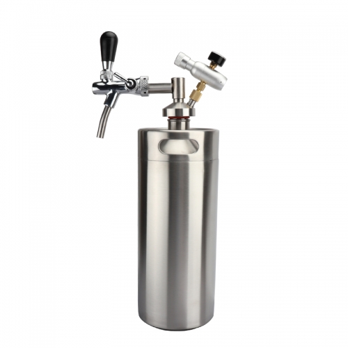 HB-BKT5N 36L 3.6L Mini Stainless Steel Beer keg Growler With Adjustable Tap Faucet and CO2 Injector Premium