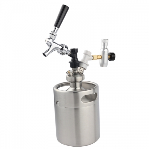 HB-BKT5A Stainless Steel 5L mini Growler Spears Beer Spear with Draft Tap Faucet With CO2 Injector