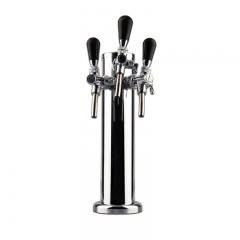 HB-BTT3B Draft Beer Tower with 3 adjustable beer taps,Top Quality Polished 3-way Beer Column & Silver Color Beer Faucets Bar Accessories