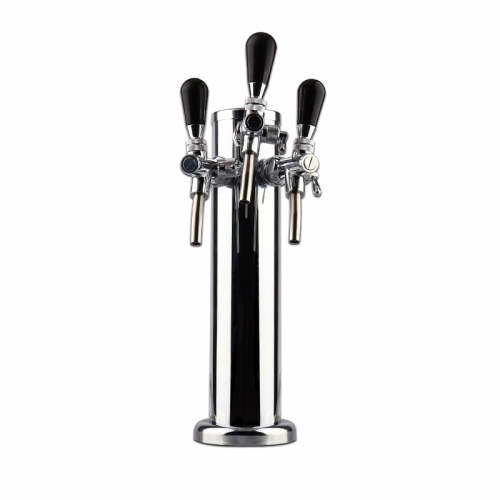 HB-BTT3B Draft Beer Tower with 3 adjustable beer taps,Top Quality Polished 3-way Beer Column & Silver Color Beer Faucets Bar Accessories