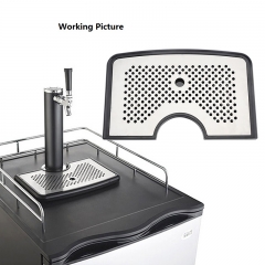 HB-DT40 Beer Drip Tray , Kegerator Surface Mount Beer Beverage Drip Tray with Beer Tower Cut Out & Non-Slip Grip No-Drain Hole,Bar Tools