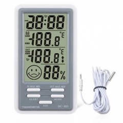 DT-DC803 Indoor LCD Digital Thermometer Humidity Outdoor Temperature Alarm Meter Tester Hygrometer Weather Station 12h 24h Time Date