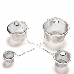 HB-TB02 Silver Reusable Stainless Mesh Herbal Ball Tea Spice Strainer Teakettle Locking Tea Filter Infuser Spice