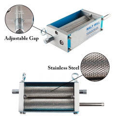 HB-MM02 StainlessSteel 2-roller Malt Mill Grain Crusher For Homebrew With Wooden Mounting Board Base