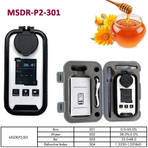 MSDR-P2-301 Brix 0-95%, water 38-5%, Be 33-48% Honey Digital Refractometer with ATC Portable Meters beekeeping Meter