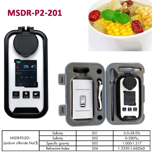 MSDR-P2-201 0-28% Salinity Digital Refractometer with ATC Portable Meters NaCl Meter