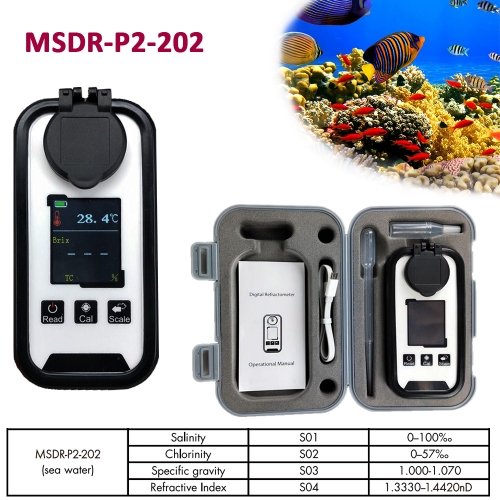 MSDR-P2-202 0-10% Salinity Digital Refractometer with ATC Portable Meters Sea water Meter