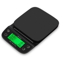 WH-B25 3kg 0.1g Digital Coffee Kitchen Scale Timer LCD Drip Scales With Bowl Food Cooking Baking Steelyard Weight Balance Green Backlit