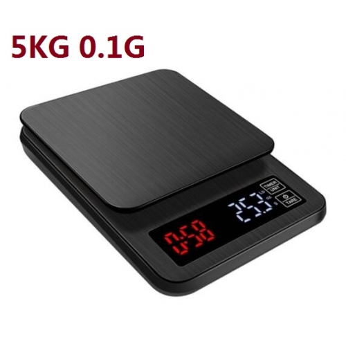 CS04A-5KG 5KG 0.1g LCD Digital Electronic Drip Coffee Scale with Timer 3kg 5kg 0.1g Black Kitchen Baking Coffee Weight Balance USB Drip Scale Timer