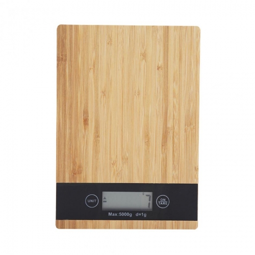 DS08A-5KG 5KG 1g Kitchen Scale Bamboo LED Display Electric Kitchen Weighing Scale Food Diet Weight Balance Wood Scale Cooking Scale Food Scale