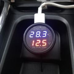 DF-01 USB Charger Digital Car Battery Voltage Voltmeter Temperature Meter Monitor for 12V and 24V Battery
