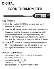 DD-TP503 Waterproof 3~6 seconds fast read meat BBQ digital thermometer
