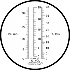 RHW-22Be ATC 0-22%baume' 0-25%vol 0-40%brix optical Wine/ Alcohol refractometer