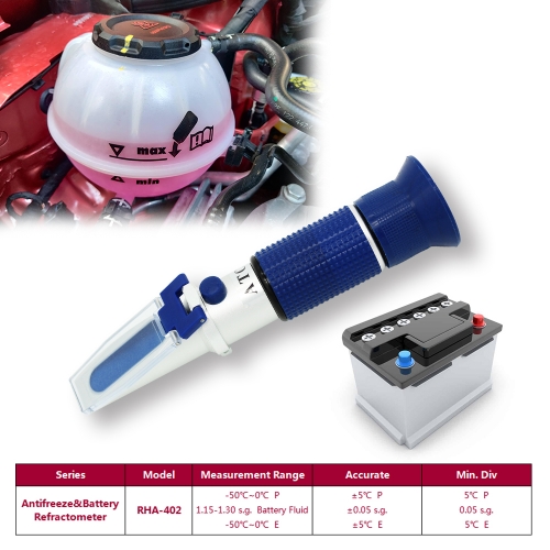 RHA-402 ATC E-50~0℃ P-50~0℃ B1.15-1.30sg Optical antifreeze battery Refractometer