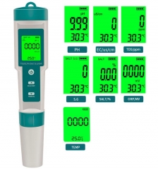 PH-600 7IN1 PH/TDS/EC/ORP/SG/TEMP/SALT Water Quality Monitor pH Meter Water