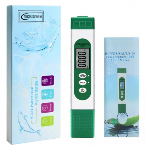 New Digital SALT/TDS/EC/S.G/TEMP Water Test Pen 5 In 1 Water Quality Purity Conductivity Tester For Aquarium Swimming Pool