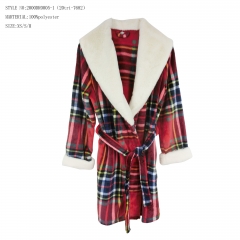 Polyester Flannel+softer fur Dressing Gown