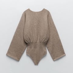 KNIT BODYSUIT WITH LOOSE-FITTING SLEEVES