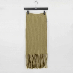 RIBBED KNIT SKIRT WITH FRINGES