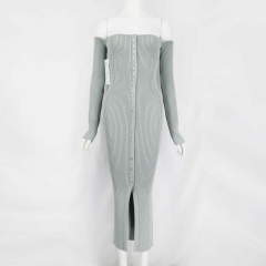 RIBBED KNIT DRESS WITH BUTTONS