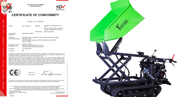 TUV  CE   Certification  for Mini dumper