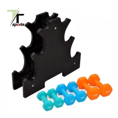 Colored Neoprene Hex Dumbbell Set with Rack Stand 7 in 1