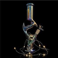 clear electroplate 31cm high glass smoking bong