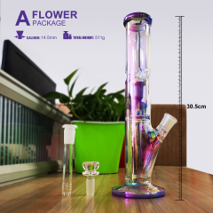 purple flower inside glass water bong
