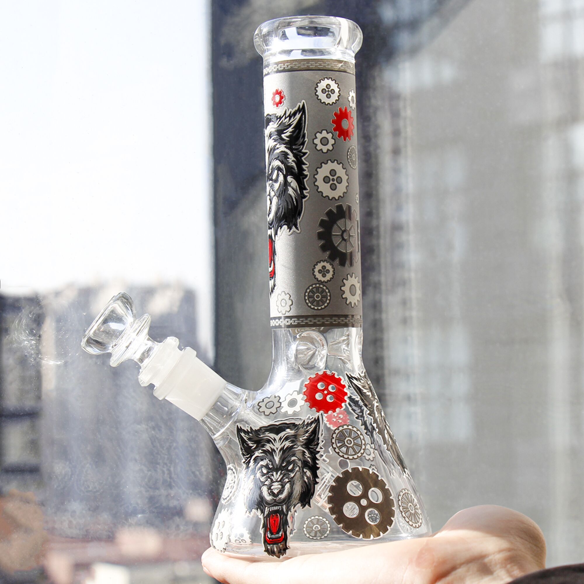 grey wolf 8.7 inches glass smoking bong