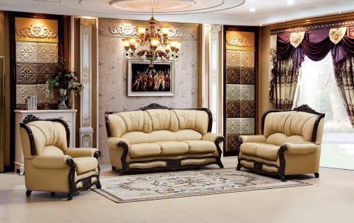 JHC Charlemagne Ivory Leather Sofa Set