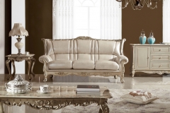 JHC Bamboo White Pearl Leather Sofa Set