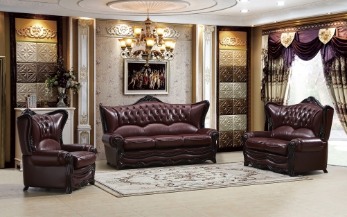 JHC Kensington Burgundy Leather Sofa Set