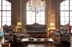 JHC Kensington Black Leather Sofa Set