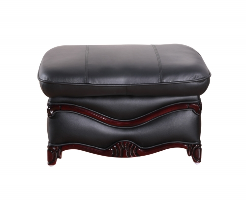 JHC Black Leather Ottoman