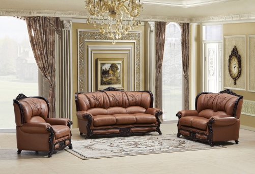 JHC Charlemagne Brown Leather Sofa Set