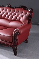 JHC San Carlo Dark Cherry Leather Sofa Set