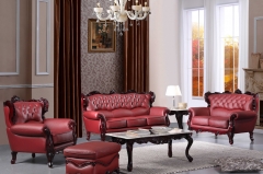 JHC San Carlo Dark Cherry Leather Sofa Set