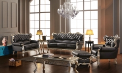 JHC San Carlo Black Leather Sofa Set
