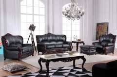 JHC Charlemagne Black Leather Sofa Set