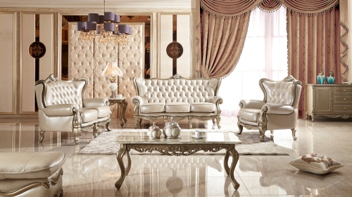 JHC Morocco White Pearl Leather Sofa Set