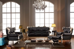 JHC San Carlo Black Leather Sofa Set