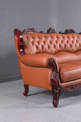 JHC San Carlo Brown Leather Sofa Set