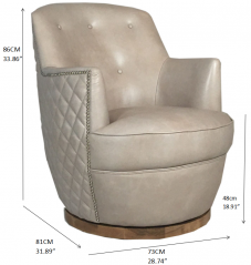 JHS Candace Seaweed Leather Swivel Chair