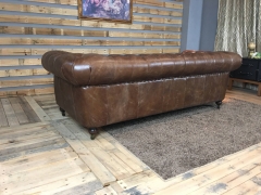 JHS Chestfield Mexico Brown Leather Sofa