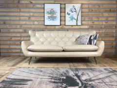 JHS Wellington Antique Ivory Leather Sofa