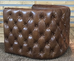 JHS Chestfield Mexico Brown Leather Swivel Chair