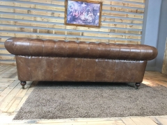 JHS Chestfield Mexico Brown Leather Sofa