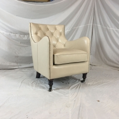 JHS Wellington Antique Ivory Leather Chair