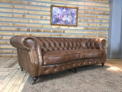 JHS Chestfield Mexico Brown Leather Sofa