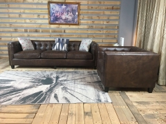 JHS Lancaster Distressed whiskey Leather Sofa